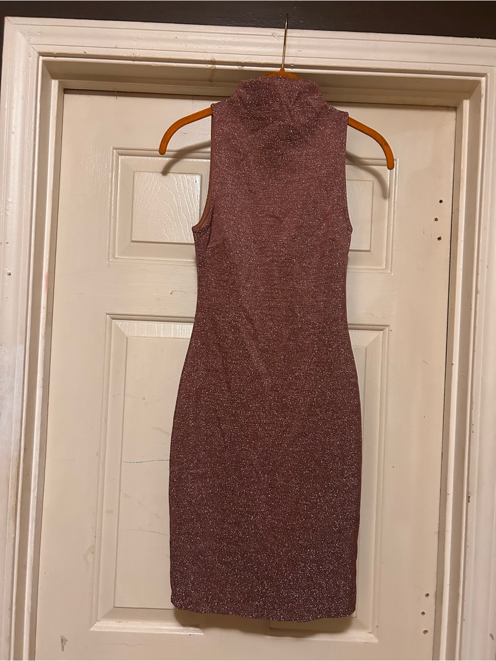 Windsor Shimmer Mock-Neck Bodycon Dress in Mauve